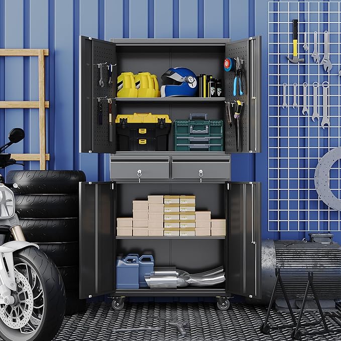 Garage Storage Cabinet with Wheels and Doors, Required Assembly