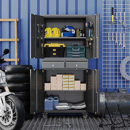 Garage Storage Cabinet with Wheels and Doors, Required Assembly
