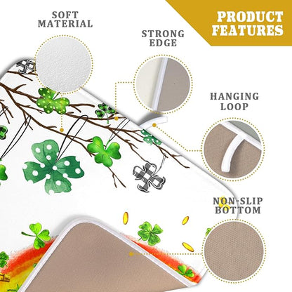 Giwawa St Patrick Dish Drying Mat Small Lucky Clover Tree Shamrock Dish Drainer