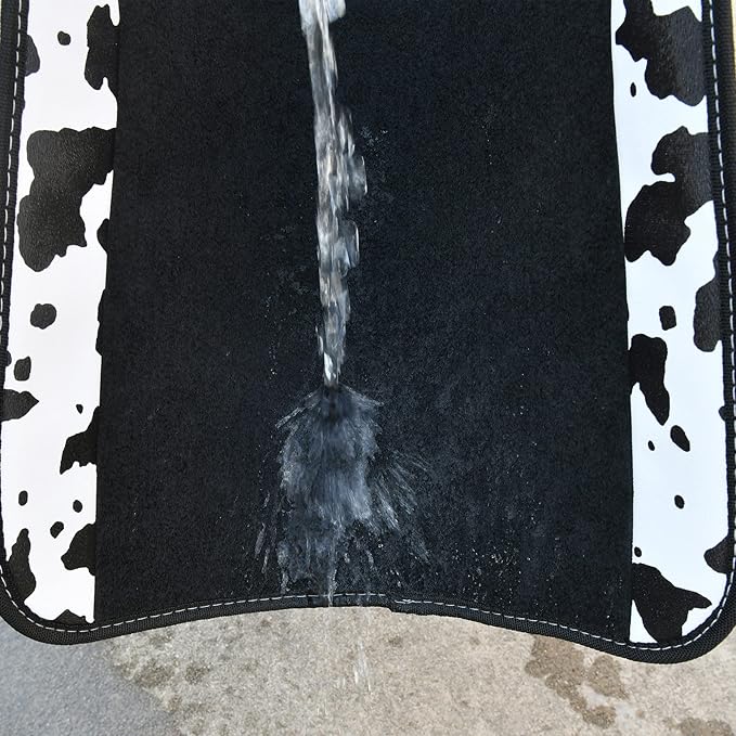 CAR PASS Waterproof Universal Fit Car Floor Mats, Cow Print Car Mats Fit for SUV,Vans,sedans, Trucks,Set of 4pcs Car Carpet with Driver Heel Pad and Nibs Backing,or Cute Women Girly Funny Black White
