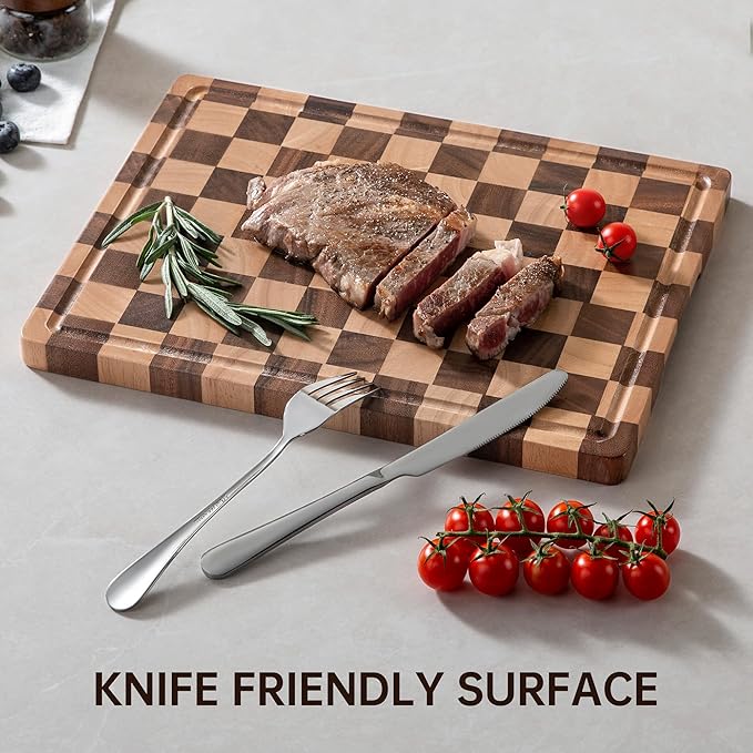 Checkerboard Cutting Boards for Kitchen, Acacia Wooden Cutting Board, End Grain