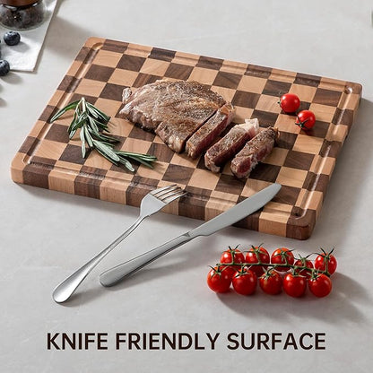 Checkerboard Cutting Boards for Kitchen, Acacia Wooden Cutting Board, End Grain