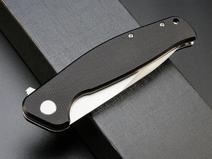Eafengrow EF240 Folding Knife D2 Steel Blade G10 Handle EDC Tool Pocket Knives for Outdoor Working Camping (black)