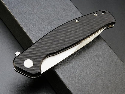 Eafengrow EF240 Folding Knife D2 Steel Blade G10 Handle EDC Tool Pocket Knives for Outdoor Working Camping (black)