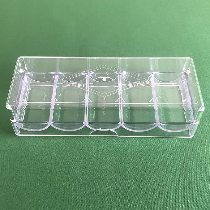 Poker Chip Holder Tray Racks - 1Pack Clear Acrylic Chips Rack Case with Cover Poker Table Accessories