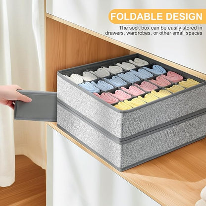 Joyoldelf Sock Drawer Organizer Divider Underwear Organizer 24-cell Fabric
