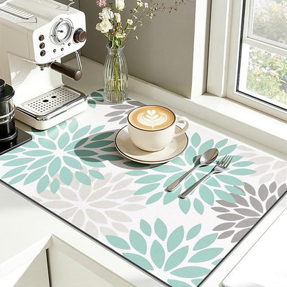 Findosom Floral Dish Drying Mat, Cuttable Drying Mat