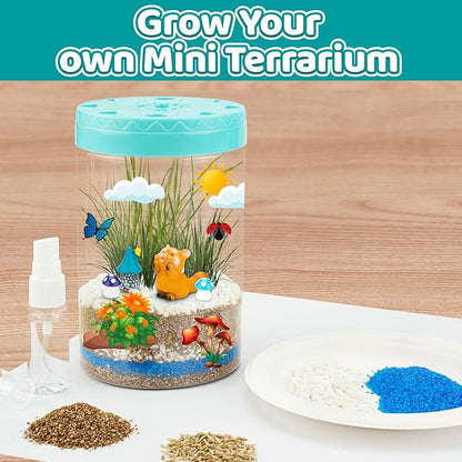 Light Up Terrarium Kit for Kids,Redpanda Gardening Kit for Boys and Girls,Creative Educational Gardening Toy,Arts and Crafts Activity Kits,Birthday Gifts for Ages 4 5 6 7 8-12