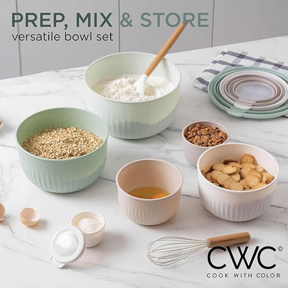 COOK WITH COLOR Prep Bowls with Lids- Wide and Deep Nesting Plastic Small