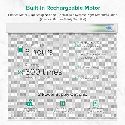 Kilonity Motorized Roller Shades, Light Filtering Remote Control Custom Window