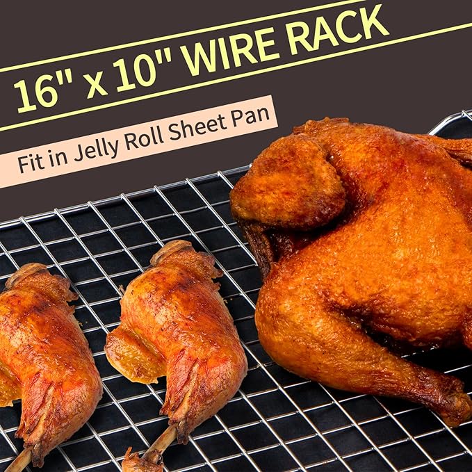 Cooling Rack for Baking, 16x10 Inches Baking Rack, Thick Wire Cookie Rack for