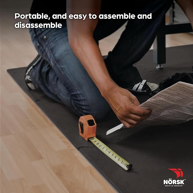Norsk Multi-Purpose Reversible Floor Mats - EVA Interlocking Foam Tiles (Gray/Black 32 Tiles - 128 sq. Ft. 1/2" Thick)