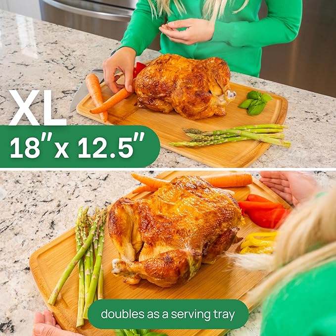 FSC-Certified Extra Large Bamboo Cutting Board Featuring 18 Inch Glue-Free