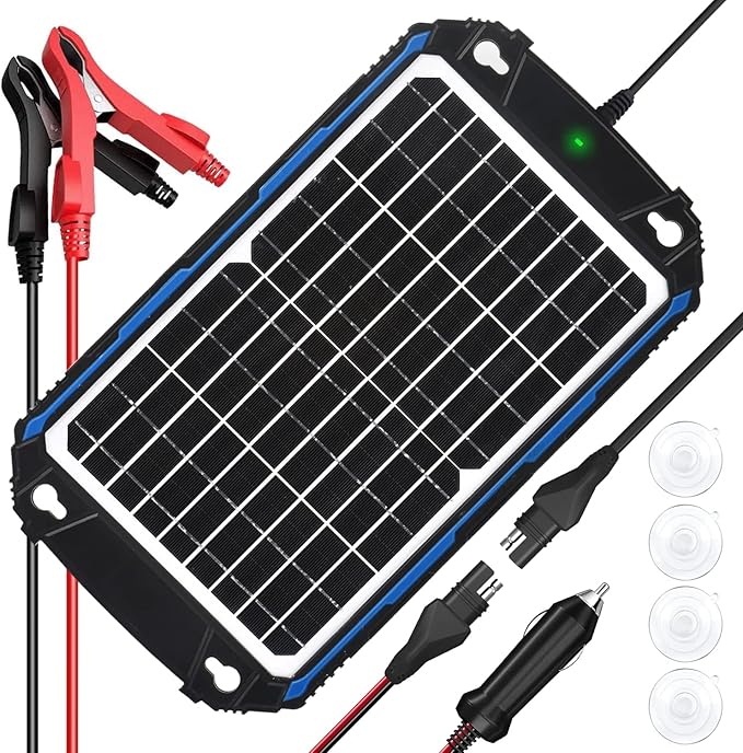 SUNER POWER Waterproof 12W 12V Solar Battery Charger & Maintainer Pro, Built-in