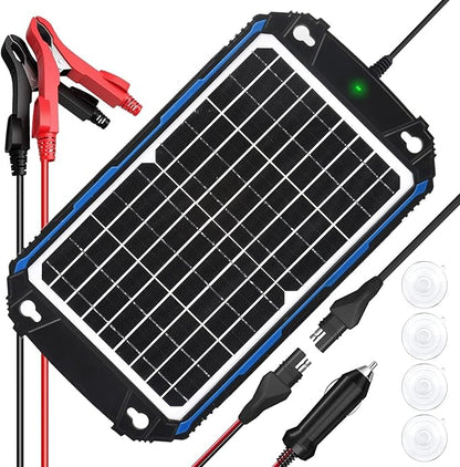 SUNER POWER Waterproof 12W 12V Solar Battery Charger & Maintainer Pro, Built-in