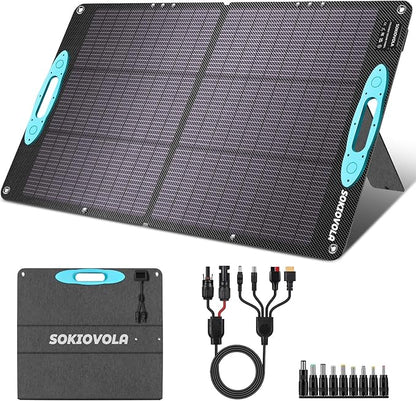 N-Type 16BB 100W Portable Solar Panel for Power Station,ETFE Portable Foldable Solar Charger NextGen 25% High Conversion IP68 Waterproof Solar Panel for Camping Outdoor RV Blackout