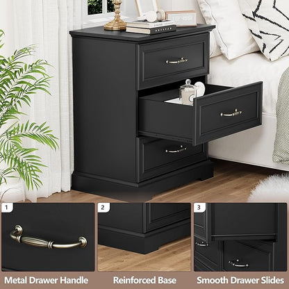 Nightstand Set of 2, Rustic Farmhouse Wood Small Dresser, Bedside Table