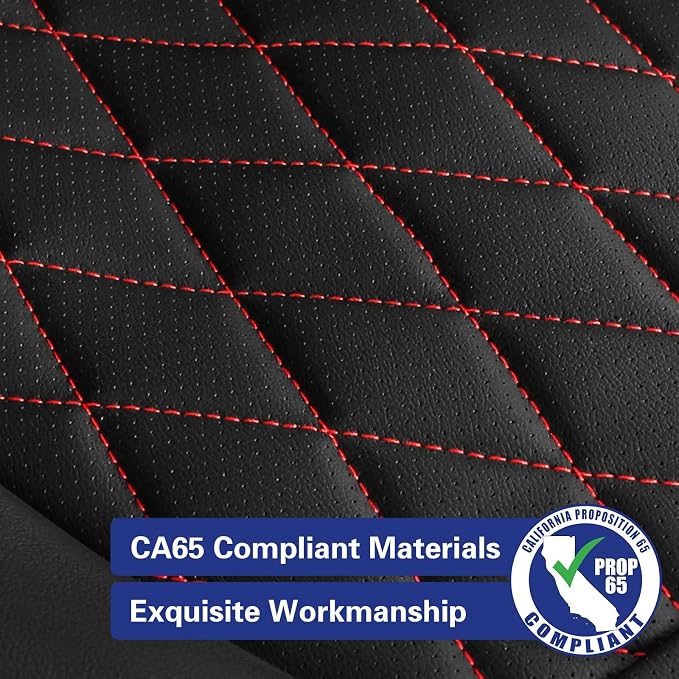EKR Rav4 Seat Covers Custom Fit for Toyota Rav4 (Hybrid) SE/XSE & (PHEV) GR Sport 2026, Car Seat Cover Full Set for SUV,Factory-Style Upgrade, Easy-Wipe Protection,Faux Leather(Black with Red Piping)