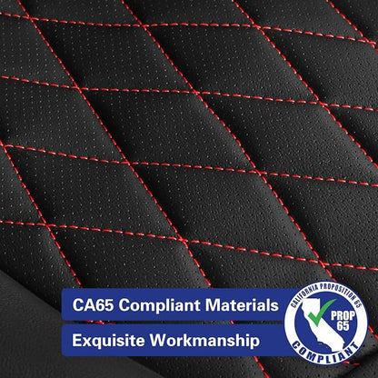 EKR Rav4 Seat Covers Custom Fit for Toyota Rav4 (Hybrid) SE/XSE & (PHEV) GR Sport 2026, Car Seat Cover Full Set for SUV,Factory-Style Upgrade, Easy-Wipe Protection,Faux Leather(Black with Red Piping)