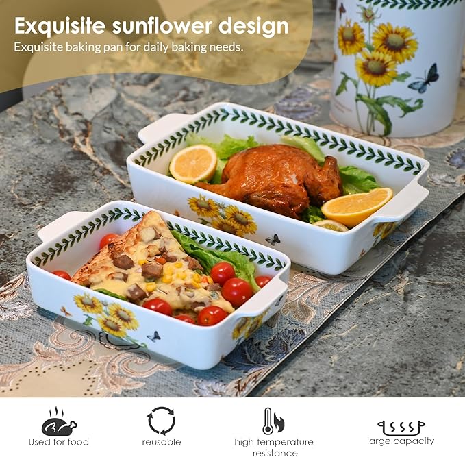 ACMLIFE Ceramic Casserole Dish Set, Ceramic Baking Dish