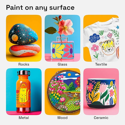 ARTISTRO 36 Acrylic Paint Markers for Rock, Fabric, Wood, Glass, Craft, Decoration - Dual-Tip Paint Pens - Stocking Stuffers, Christmas Gift Idea for Teens, Grandkids, Kids - Art Supplies