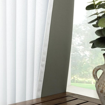 KOUFALL 102 Inches Long Curtains, Linen Blackout White Back Tab Pleated Curtains
