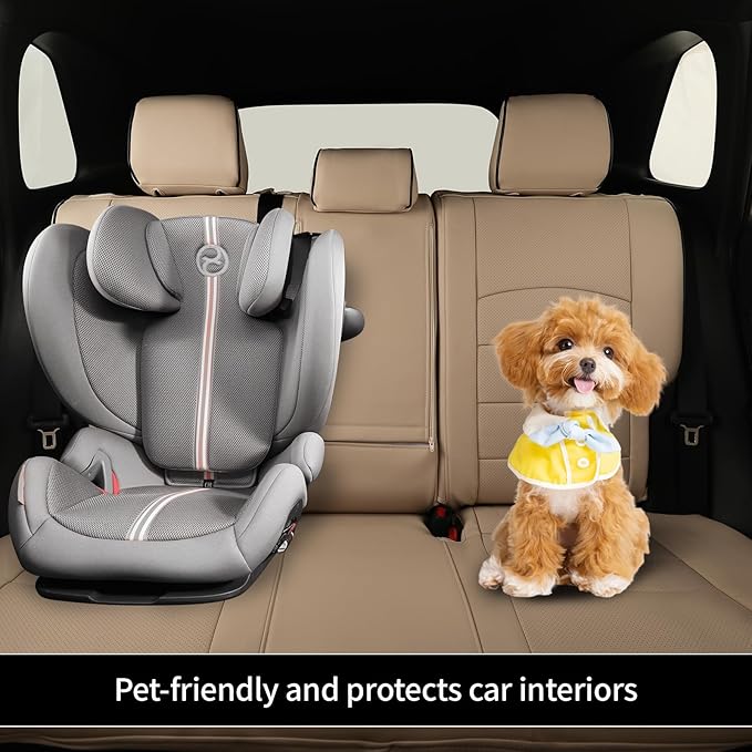 EKR Rav4 Seat Covers Custom Fit for Toyota Rav4 (Hybrid) SE/XSE & (PHEV) GR Sport 2026, Car Seat Cover Full Set for SUV,Factory-Style Interior Upgrade, Easy-Wipe Protection,Faux Leather(Beige)