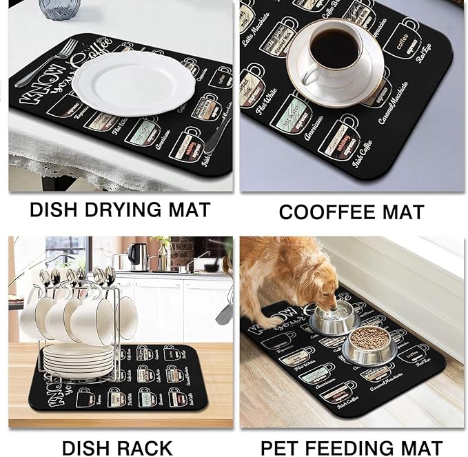 Fun Coffee Mat 19inx12in, Coffee Bar Mat