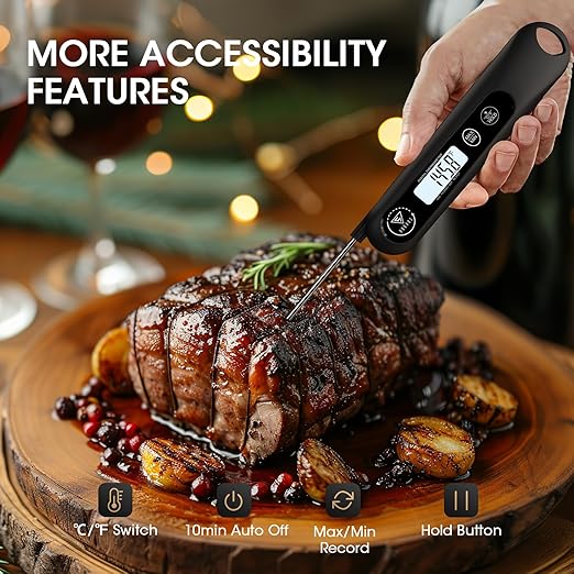 DOQAUS Digital Meat Thermometer, Instant Read Food Thermometer for Cooking, Kitchen Probe with Backlit, Cooking Temperature Probe for Turkey, Grill, BBQ, Baking, Bread, Sourdough