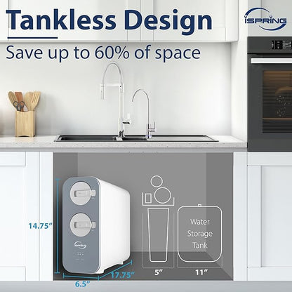 iSpring RO800G Tankless Reverse Osmosis System, 800 GPD Under Sink Water Filter