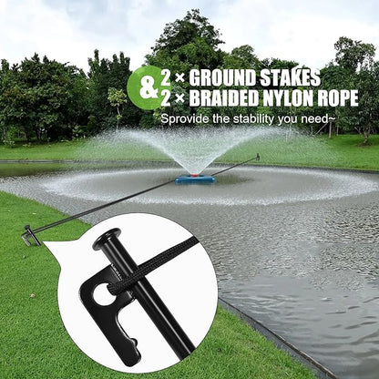 Goldlife Pond Fountain Aerator Fixing Accessories - 2×Metal Ground Stakes with 2×101ft Braided Nylon Rope, Heavy Duty Tent Stake Pegs and Paracord For Camping Tent, Canopies, Carport, Fountain Aerator
