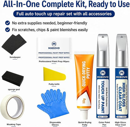 Midnight Black Metallic (218) Touch Up Paint Compatible with Toyota, All in One Car Scratch Repair Kit with Primer Putty & Clear Coat, Complete Sanding Tools Set for Scratches Chips Nicks