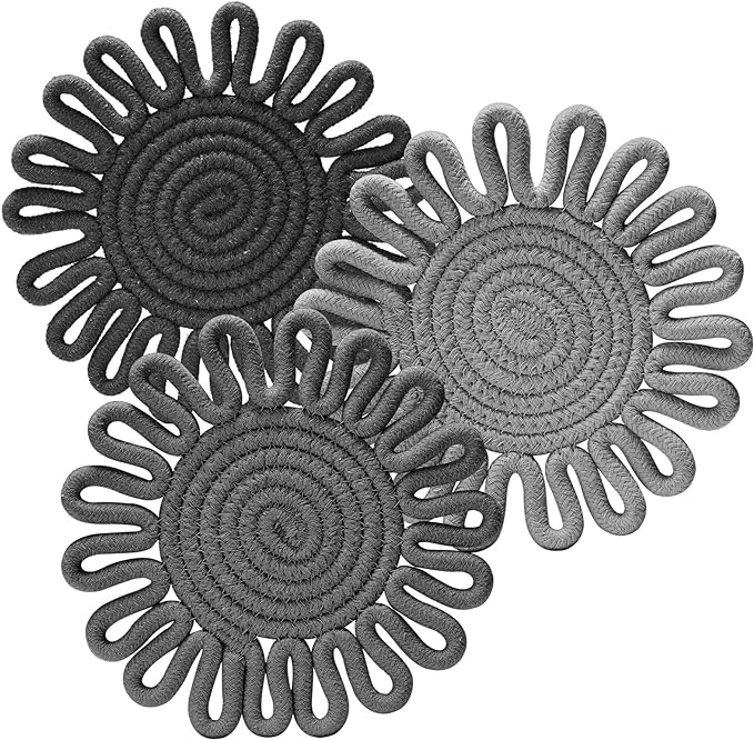 Trivets for Hot Dishes, Hot pots and Pans, Heat Resistant Hot Pads, Pot Holders for Kitchen, Hot Plate Mats Pads for Kitchen Countertops, Table, Home Essentials, Farmhouse Decor 100% Cotton,7"