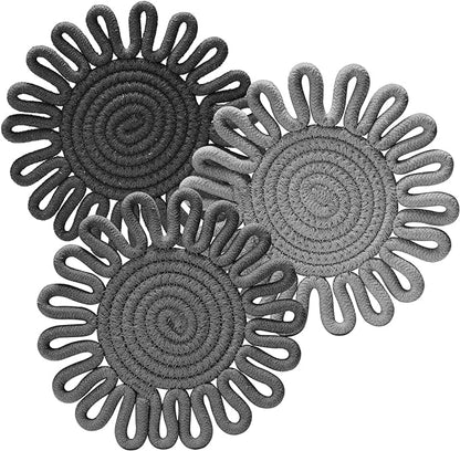 Trivets for Hot Dishes, Hot pots and Pans, Heat Resistant Hot Pads, Pot Holders for Kitchen, Hot Plate Mats Pads for Kitchen Countertops, Table, Home Essentials, Farmhouse Decor 100% Cotton,7"