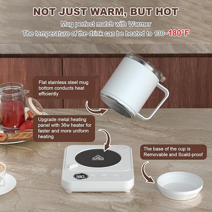 Coffee Mug Warmer & Mug Set for Desk, Smart Coffee Cup Warmer