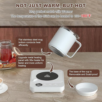Coffee Mug Warmer & Mug Set for Desk, Smart Coffee Cup Warmer