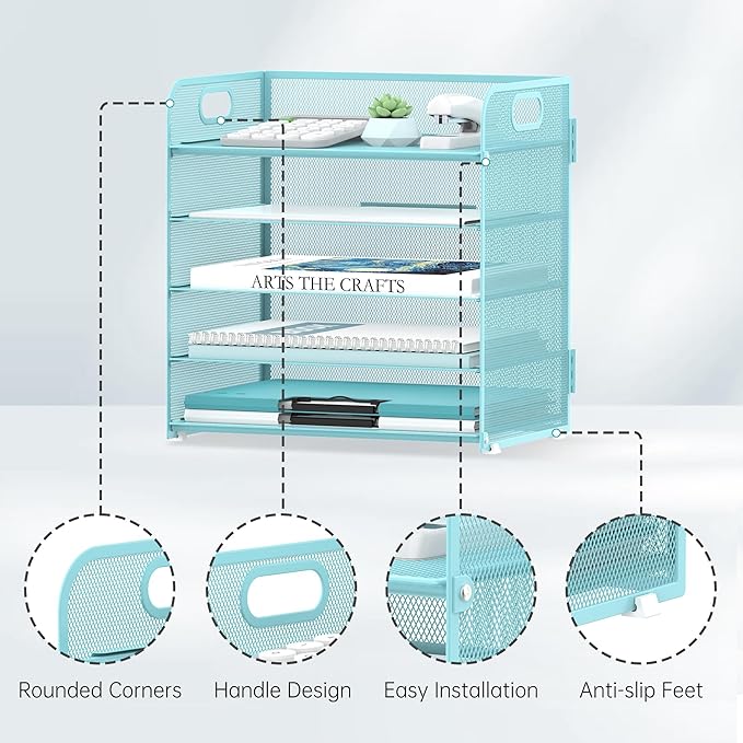 2 Pack 5-Tier Blue Desk Organizer