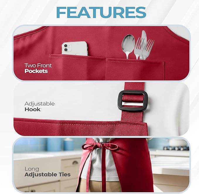 Utopia Kitchen 4 Pack Bib Apron Adjustable