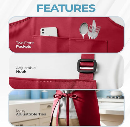 Utopia Kitchen 4 Pack Bib Apron Adjustable