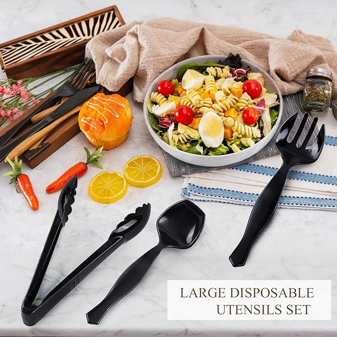 Mwellewm 72Pcs Plastic Serving Utensils Set Large Disposable Serving Spoons