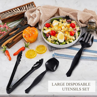 Mwellewm 72Pcs Plastic Serving Utensils Set Large Disposable Serving Spoons