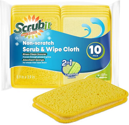 Scrub and Wipe Cleaning Pads – SCRUBIT Dual Sided Scouring Pad and Sponge