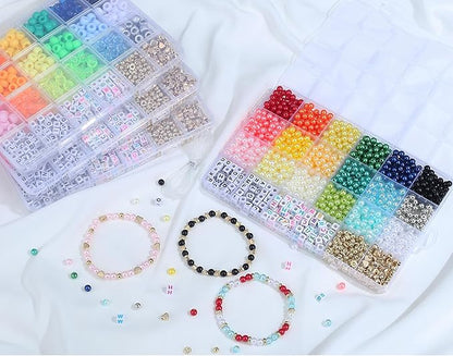 XIANNVXI 1260pcs Pearl Beads Kit for Friendship Bracelet 18color 6mm Colorful Pearl Kandi Letter Beads Kit for Jewelry Making DIY Crafts