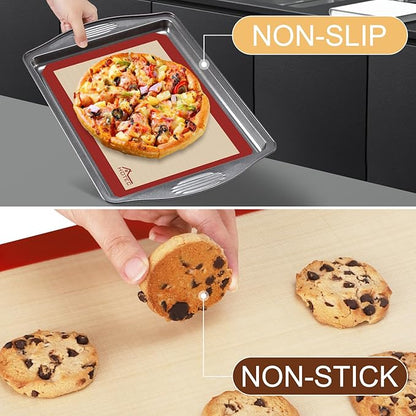 HOTEC Silicone Baking Mats 3 Pack – Thickened Non-Stick Reusable Silicone