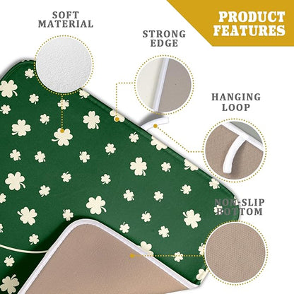Giwawa St Patricks Day Dish Drying Mat Green Lucky Clovers Dish Drainer Mats