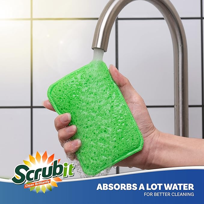 Scrub and Wipe Cleaning Pads – SCRUBIT Dual Sided Scouring Pad and Sponge