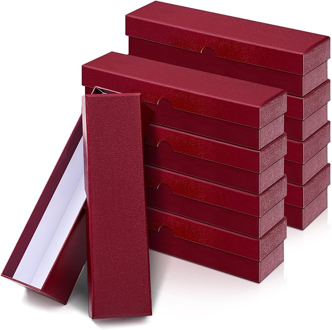 Teling 8 Pcs Coin Storage Box 2x2inch Flip Holders Collectors Coin Supplies Holders for Cents Collection Cardboard (Dark Red)