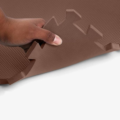 Flooring Inc's 1/2" Soft Non-Toxic Baby Play Mat, Toddler Playmat, Colorful Puzzle PlayMat, Floor Mats for Kids & Babies, EVA Foam Interlocking Tiles for Nursery & Playroom | Brown, 15 Tiles, 60 Sq/Ft