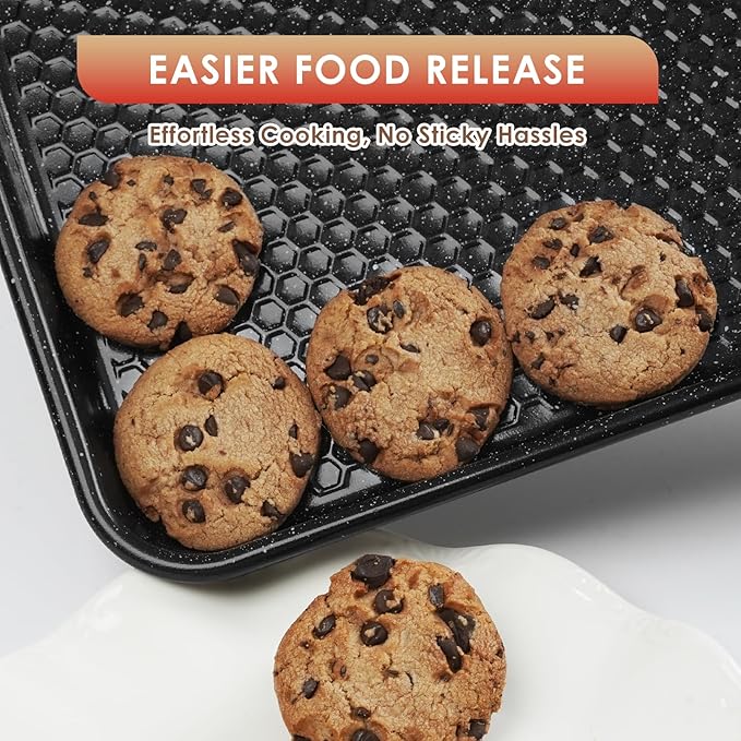 Baking Sheet Pan Set of 3, Nonstick Carbon Steel Cookie Sheets
