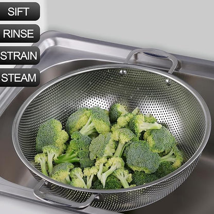 Tiawudi Large 6-Qt Colander, 18/8 Stainless Steel Mesh Strainer